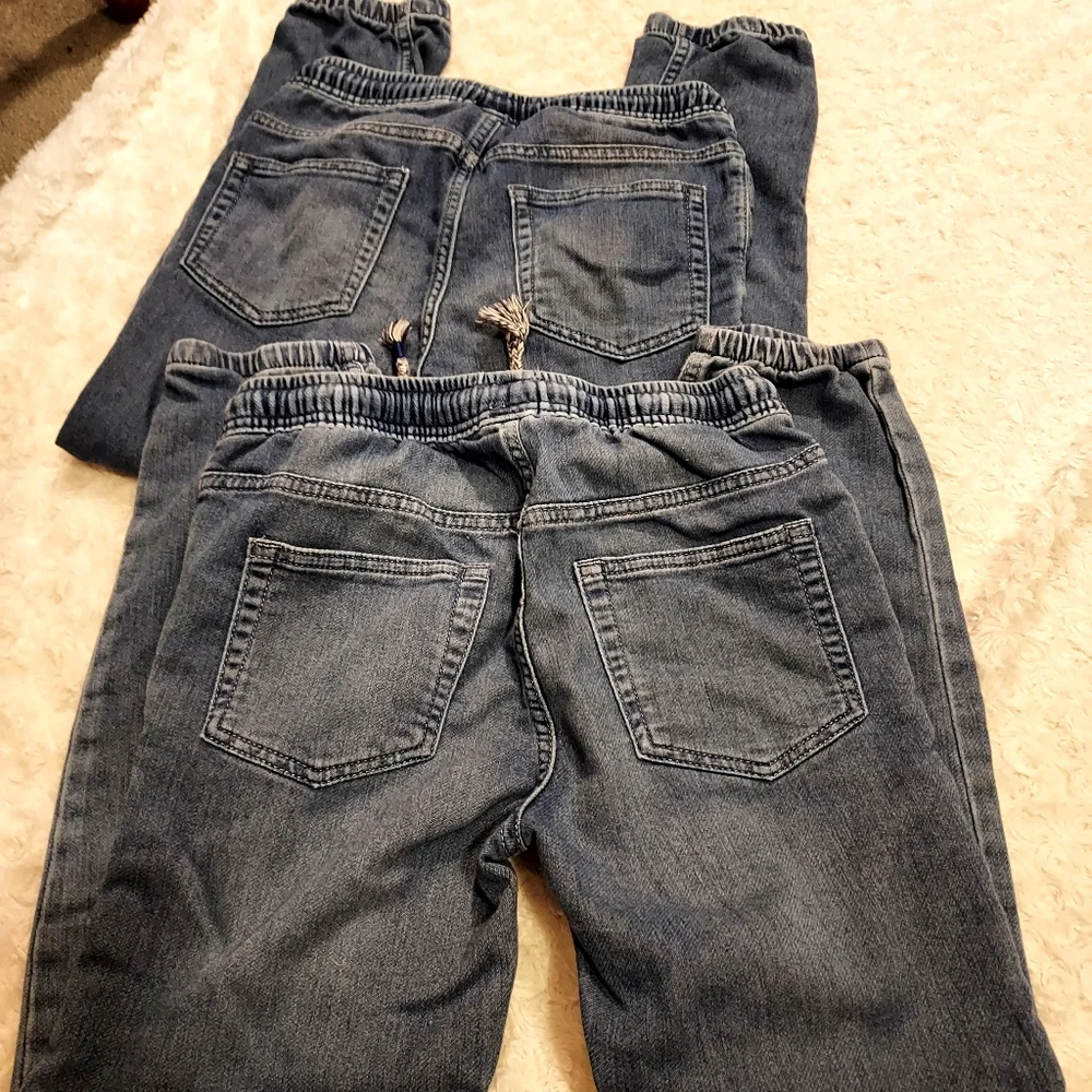Bundle (2) GAP kids pull on blue soft jean Joggers Regular Med & Large Comfy